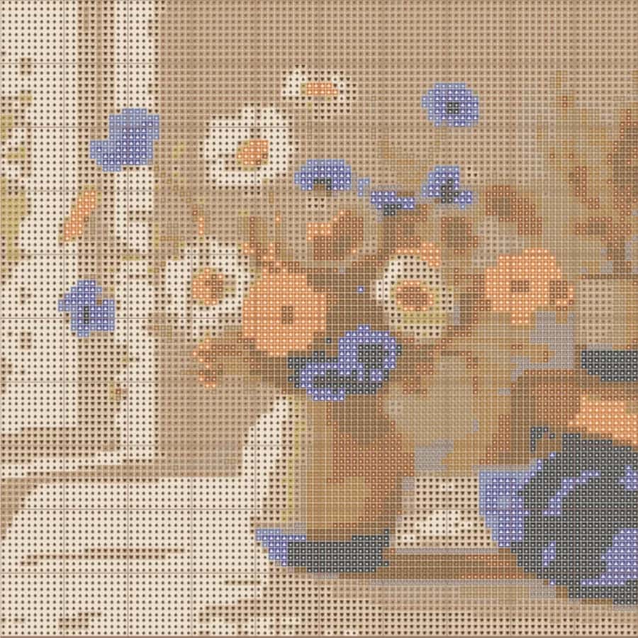 Wildflower vase converted to a 14-color cross-stitch chart in Stitch Craft Master